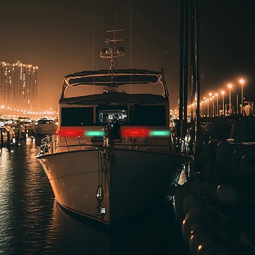 Miniatura 6 de Treela 12 luces de navegación para barco a batería, luces de kayak para noche, funciona con pilas, luces de popa de lancha, luces LED de seguridad