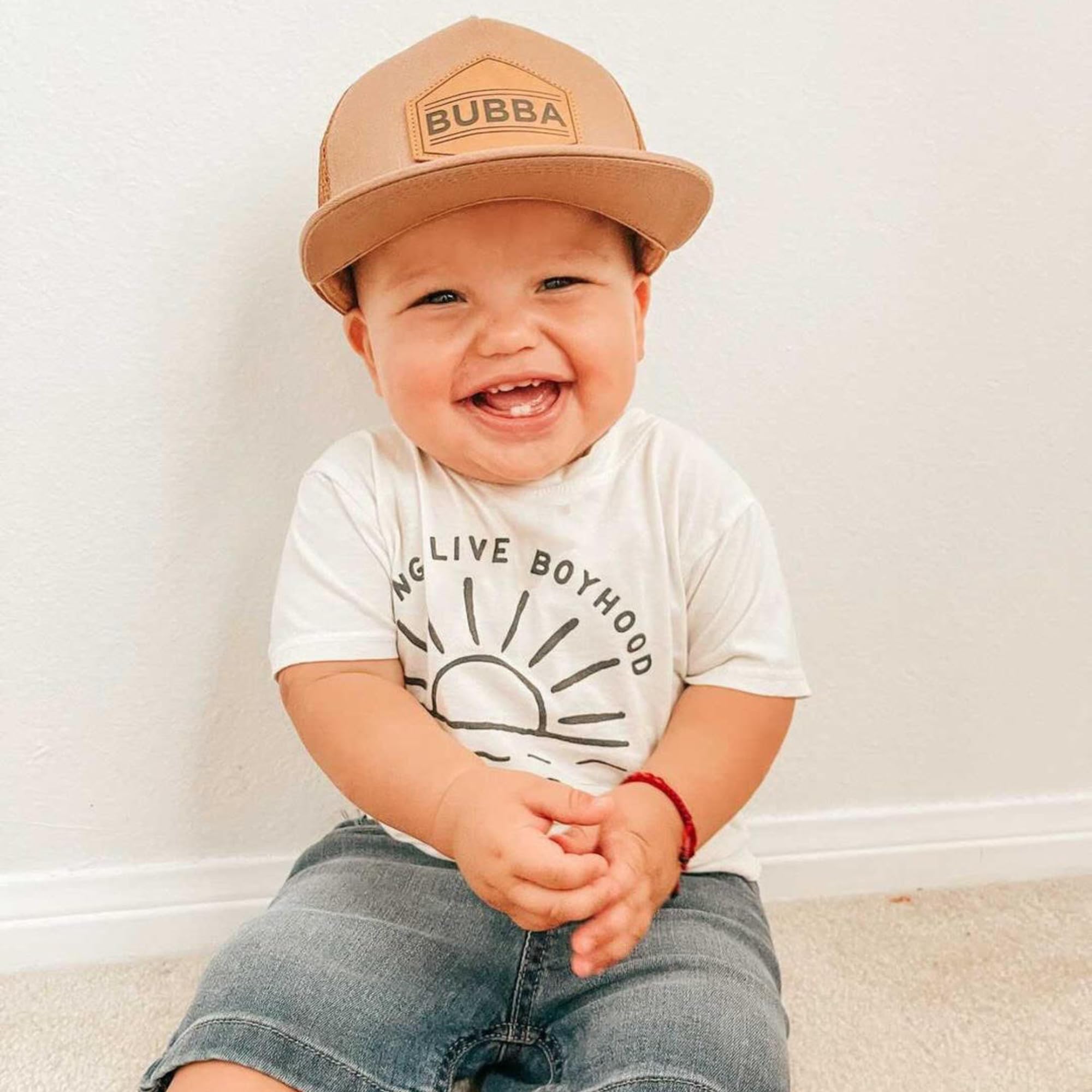 Gorro de béisbol para bebé, gorra de camionero Bubba para bebé, recién nacido, joven, con parche de ala plana, sombrero de sol para verano e invierno