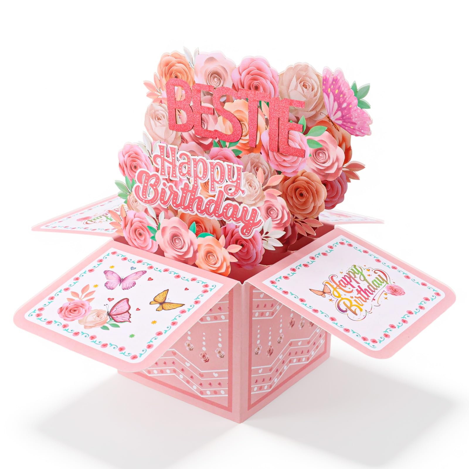 Bestie Birthday Pop Up Card, Funny 3D Popup Greeting Card with Envelope Cool Happy Birthday Gift Idea for Sister Bestie Best Friend
