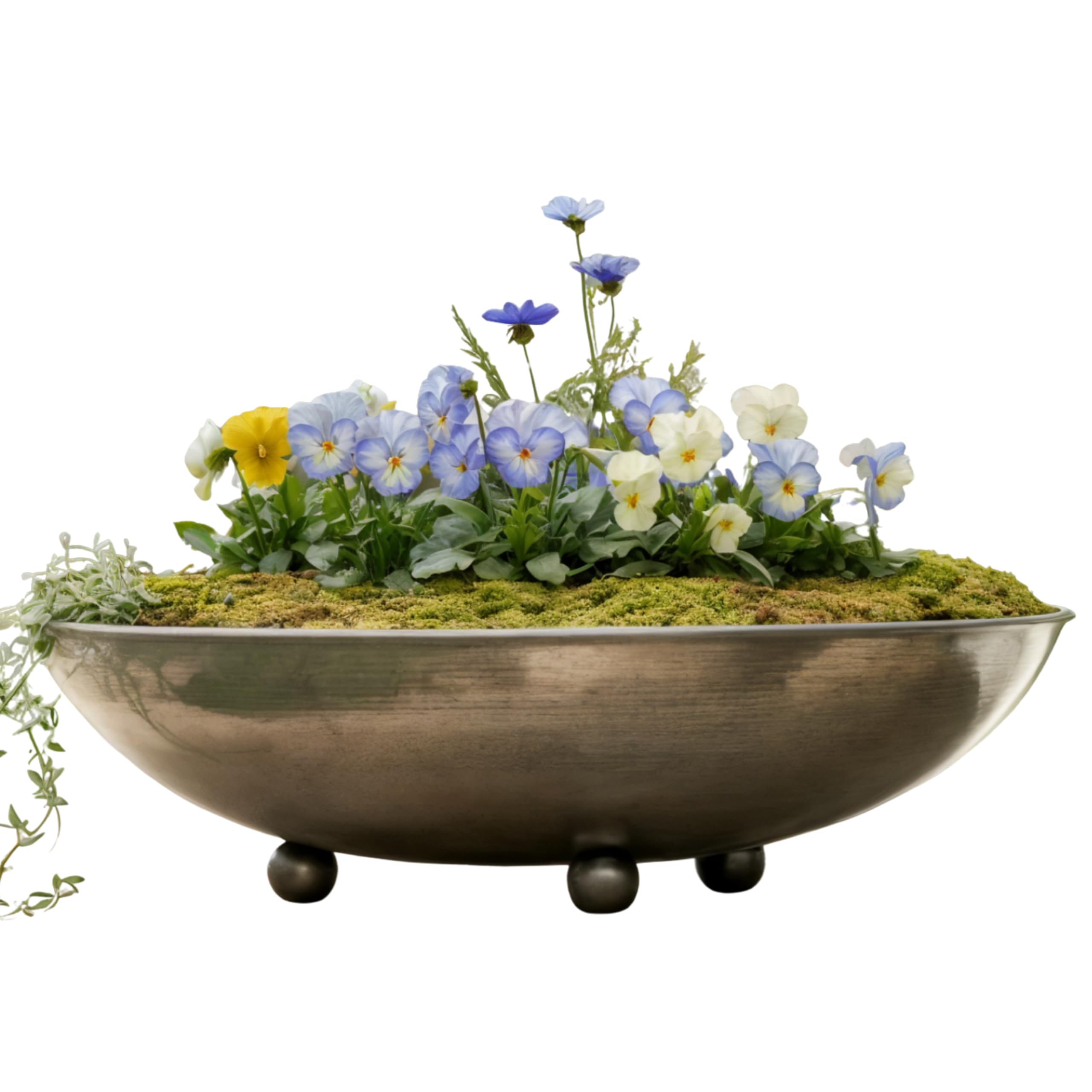 Rostikal Corten Steel Metal Plant Bowl - Diameter 53 cm with Standing Balls - Handmade Garden Bowl Made of Raw Steel - Weatherproof & Durable - Vintage Decoration for Garden, Patio, Balcony โ image 1