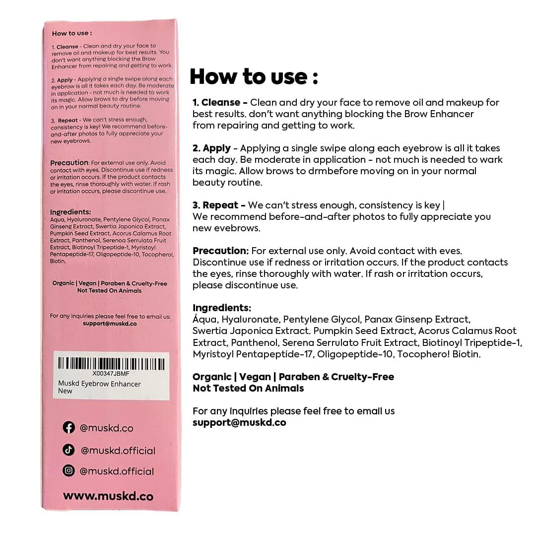 MUSKD Eyebrow Growth Serum (3ML) – Helps Grow Brows Faster & Thicker – Natural Formula, Vegan & Cruelty-Free - Image 6