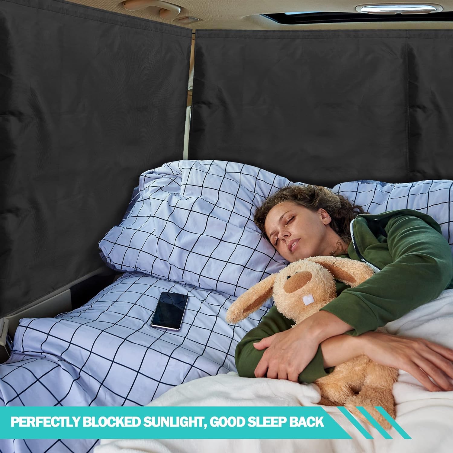 VANPET Lot de 5 Rideaux de Voiture en Tissu bloquant la lumière à 99% pour sièges arrière et fenêtres latérales - pour berline, SUV - pour Voyage, Camping - Lot de 5 Rideaux de Voiture Extra Larges