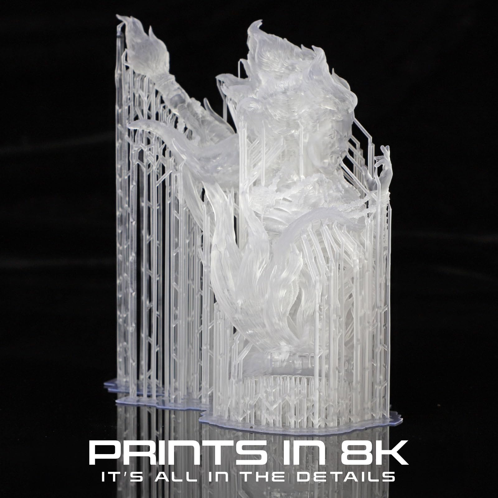 HATCHBOX Resina per stampante 3D 8K Pro, resina liquida per stampa 3D fotopolimero ad alta precisione e basso odore, 405 nm, per stampa DLP LCD, 1000 g, trasparente