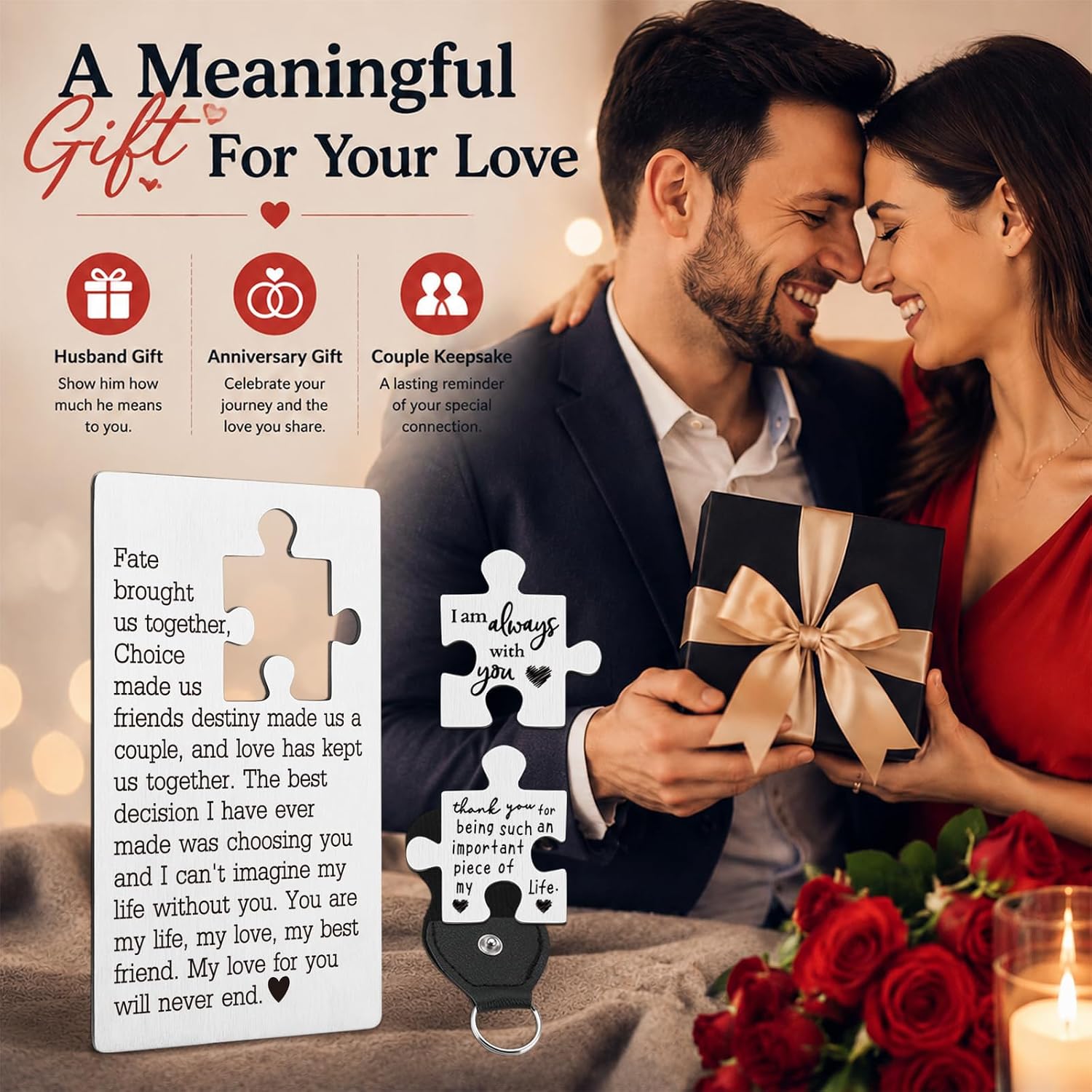 Husband Anniversary Card Gift from Wife, Puzzle Wallet Card for Him image 3