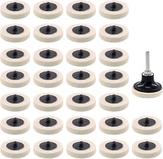 30 Pcs of 2" Commpressed Wool Fabric Qc Disc Polishing Buffing Pads Wheels and 1 Pcs of 2" Disc Pad Holder with 1/4" Shank for Polishing & Buffing Projects