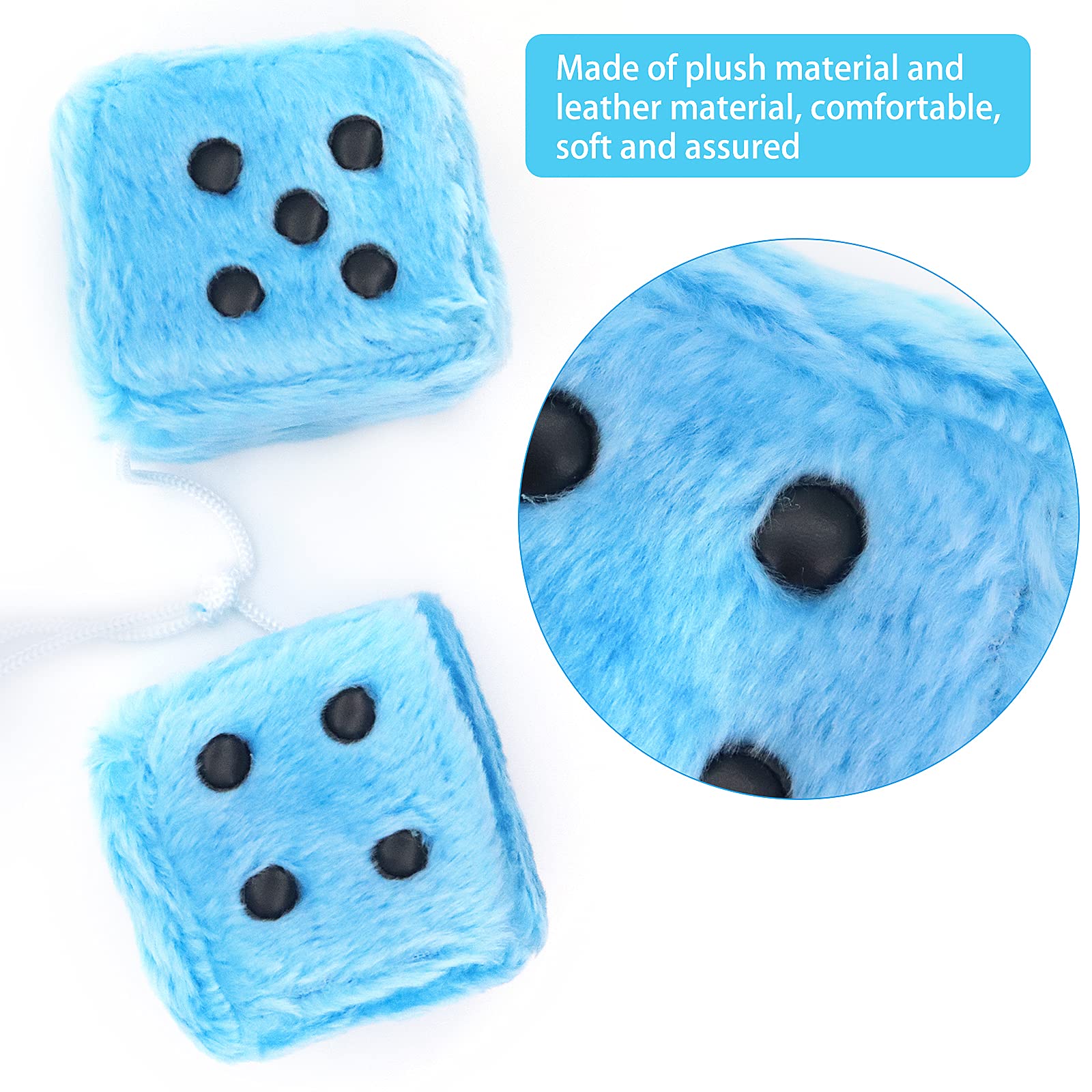 Dadi In Peluche Sfocati Per Auto, 2,3 Pollici Dado Quadrata Retr X 1386879