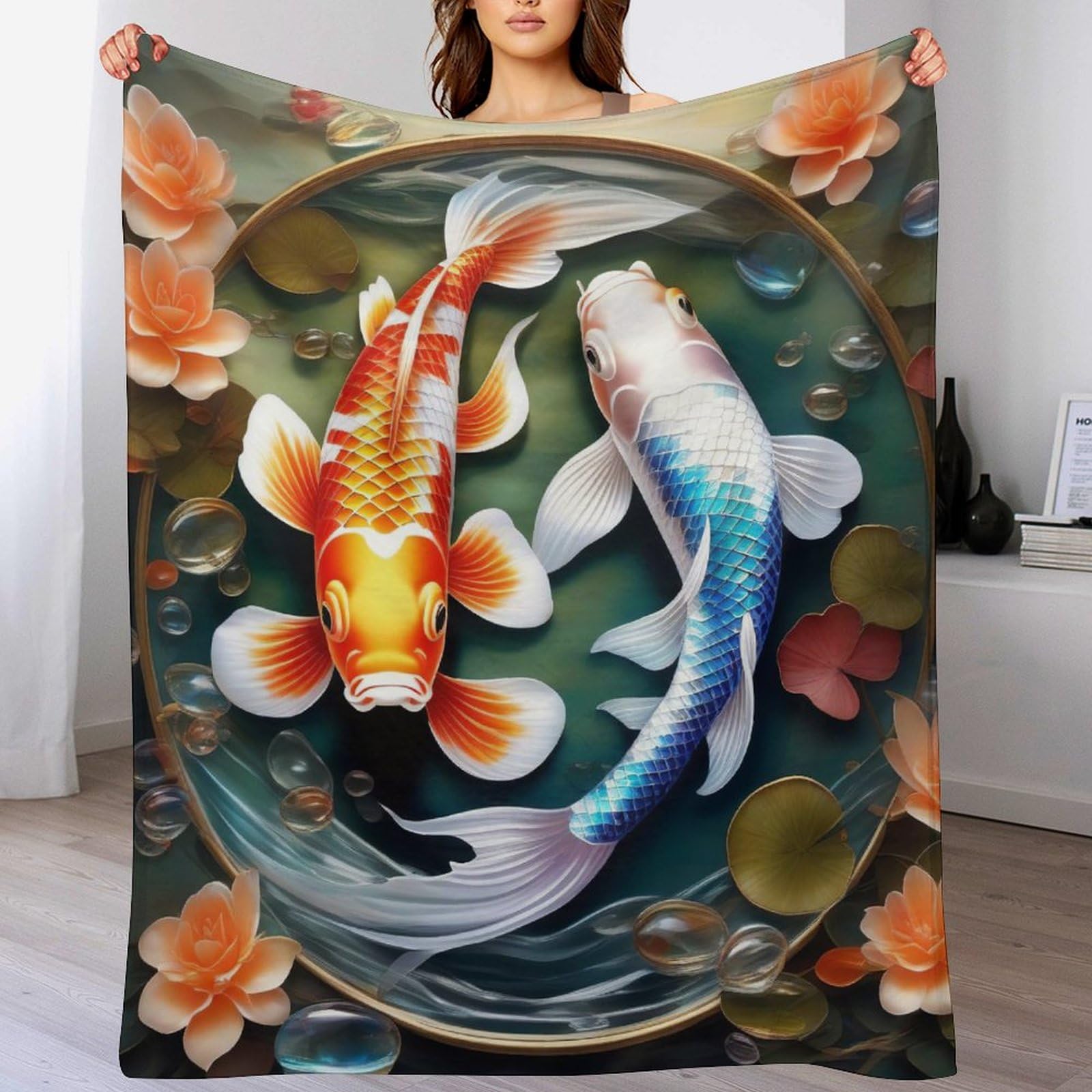Couverture poisson flannel chaude pour vos soirées canapé et voyages
