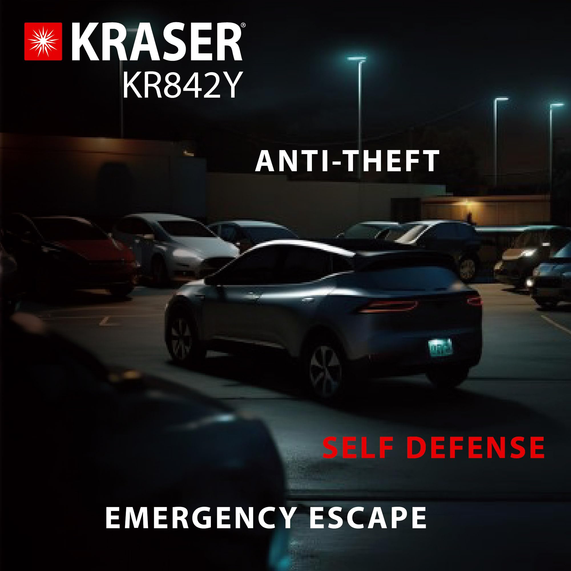 KRASER KR842Y Lenkradkralle Doppelhaken Sicherheit Stufe 10 Lenkradschloss Universal Wegfahrsperre Diebstahlsicherung Auto