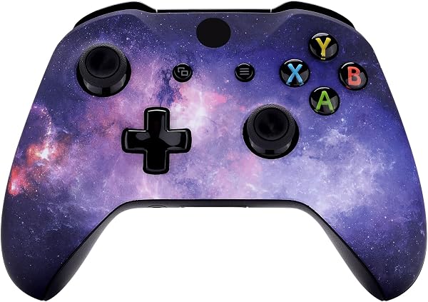 eXtremeRate Nubula Galaxy Faceplate Cover, Soft Touch Front Housing Shell Case, Comfortable Soft Grip Replacement Kit for Xbox One S & Xbox One X Controller - 1