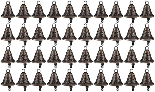 Miniatura 9 de DOITOOL 40 cascabeles para manualidades, pequeñas campanas vintage, mini campanas de manualidades para puertas de boda, collar de perro, joyería,