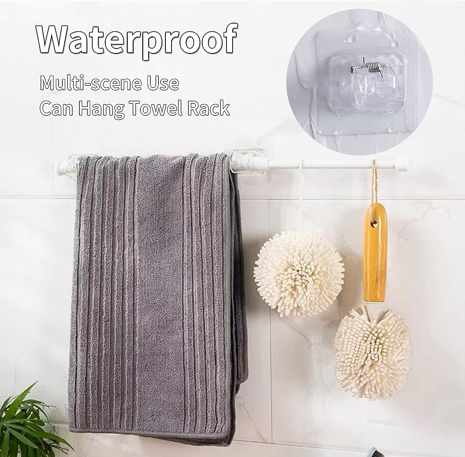 4 Pièces Support Tringle Rideaux sans Percage,Crochets Auto-Adhésifs Haute Résistance (Renforcés),Accroche Rideau Universel pour Salle de Bain Maison Cuisine Installation Instantanée & Réutilisable