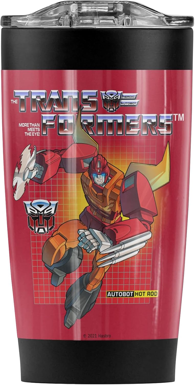 Transformers Hot Rod Stainless Steel Tumbler 20 oz Coffee Travel Mug/Cup, Vacuum Insulated & Double Wall with Leakproof Sliding Lid