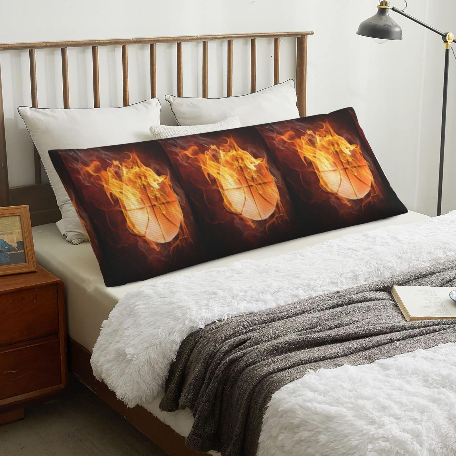 Basketball Print, Body Pillow Cover with Zipper,Long Body Pillowcase 20 x 60 in