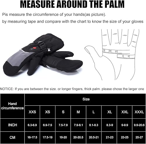 Miniatura 3 de Guantes de esquí calentados para hombres y mujeres y niños, guantes eléctricos recargables con batería para invierno, esquí, patinaje, nieve,