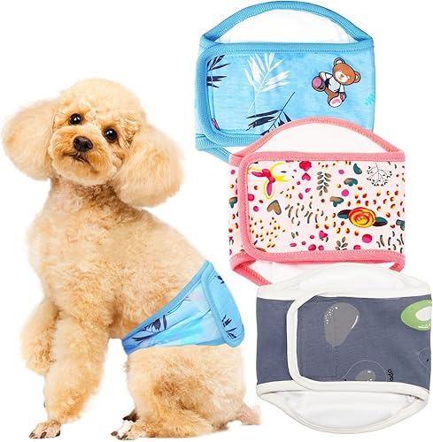 Miniatura 8 de Paquete de 3 bandas para el vientre para perros machos, reutilizables, lavables, suaves y cómodas, a prueba de fugas, con alta absorción, para