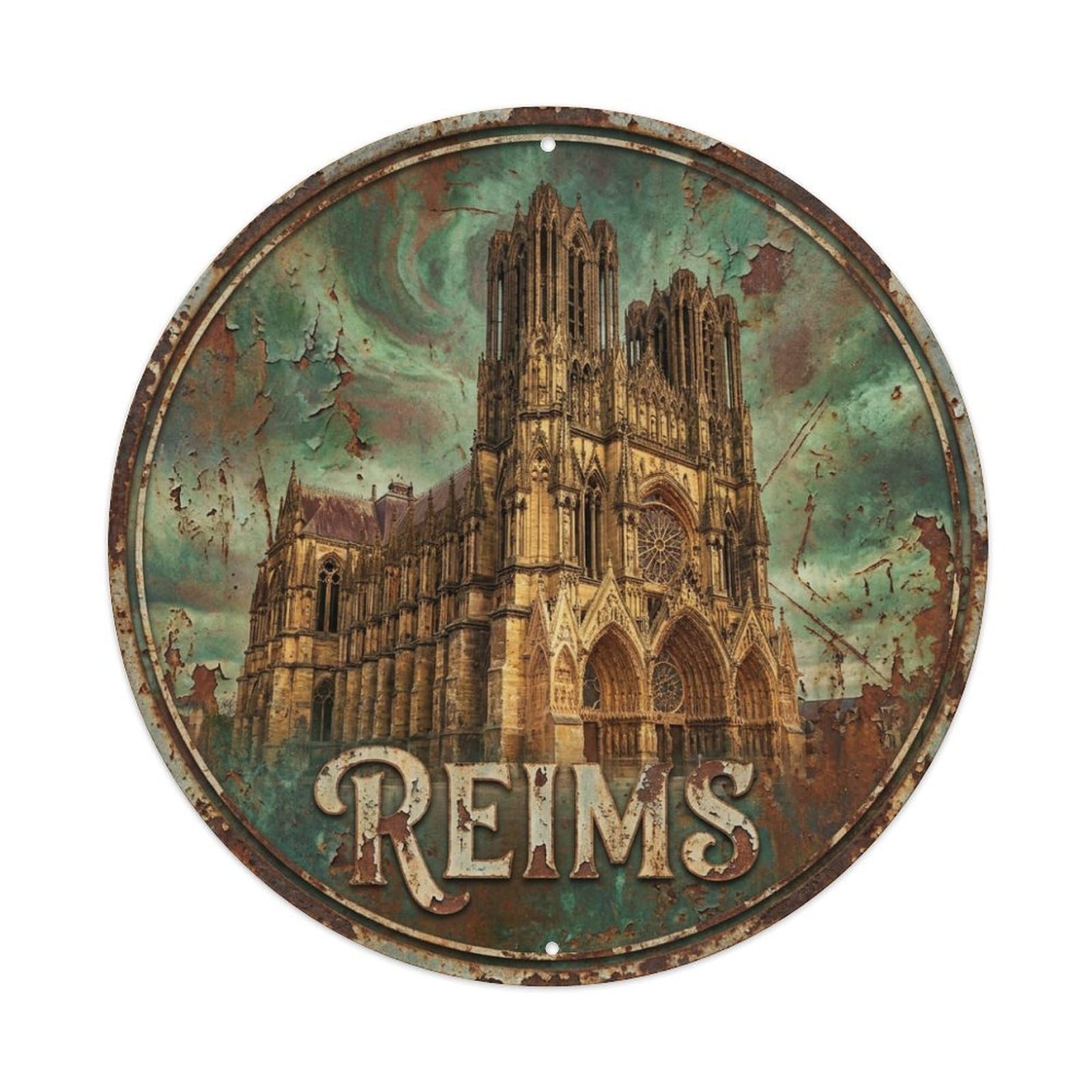 Metal Tin Sign France Retro Travel Reims