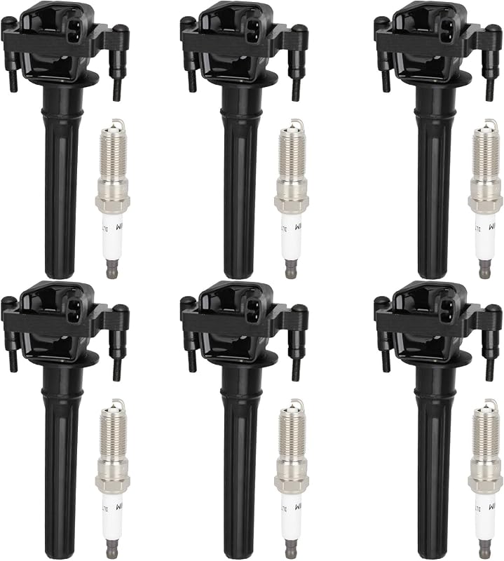 Kit de bobinas de ignição ECCPP UF199 e velas de ignição de irídio XP5263 para motor V6 2.7L – 6 bobinas e 6 velas