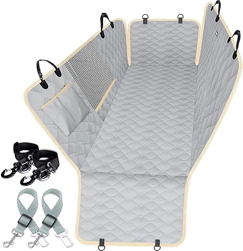 Miniatura 8 de Lassie Fundas de asiento trasero de automóvil para camión, hamaca impermeable para automóvil para camión con 2 cinturones de seguridad para perros y