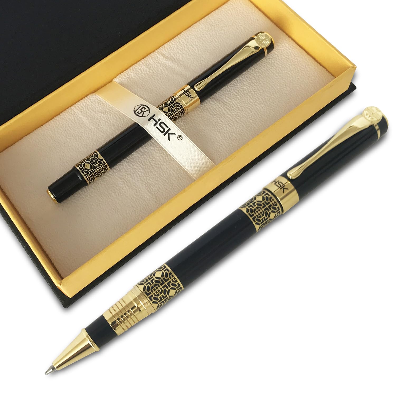 HSK Luxury gift Pen Ballpoint Pens Black Refill,Classical retro style pen,Best Ball Pen Gift Set for Men & Women Professional Executive,Office,Nice