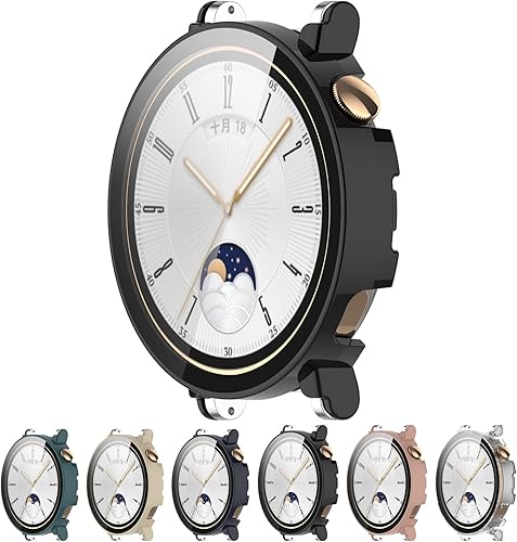 Miniatura 1 de Smartwatch - Funda protectora de policarbonato de cobertura completa con protector de pantalla de vidrio templado compatible con Huawei Watch GT4 de
