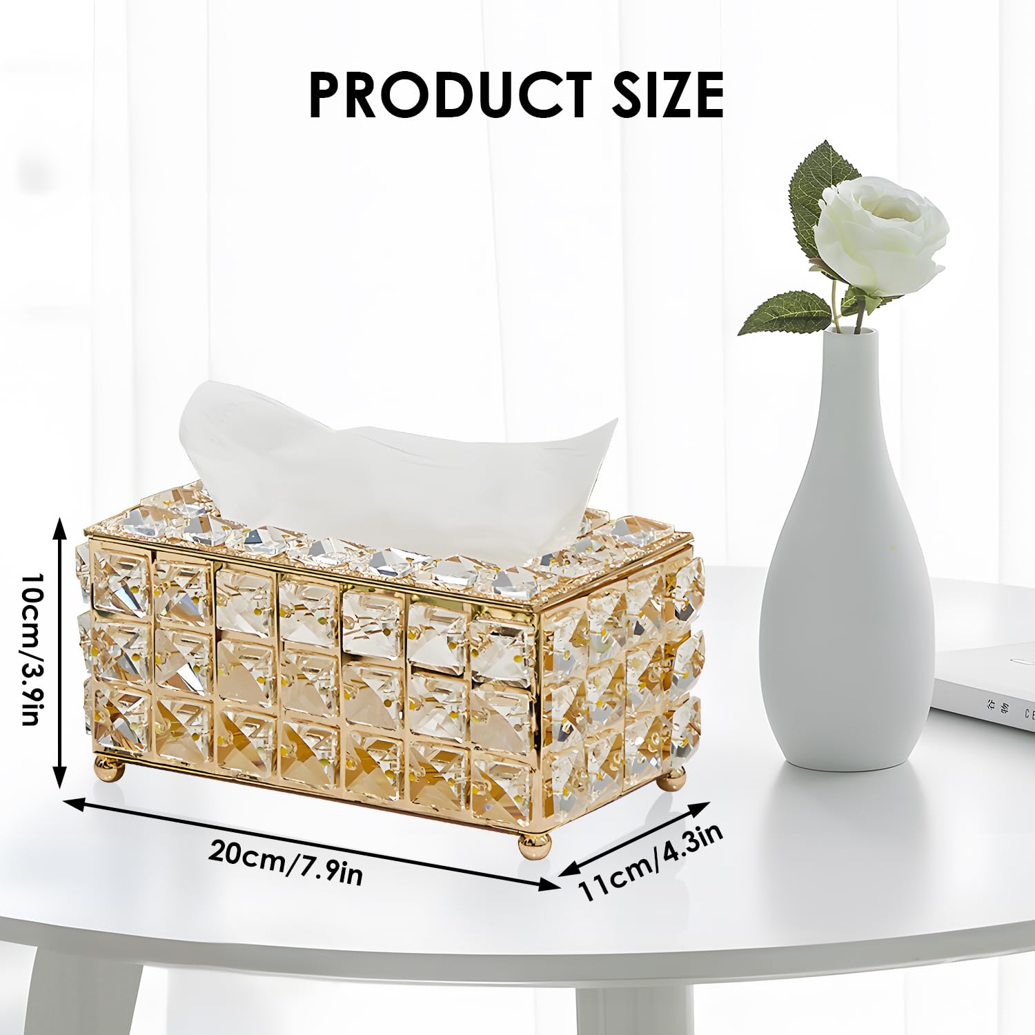 Porta fazzoletti per il viso in cristallo, contenitore per fazzoletti per il viso in vetro quadrato Scatola per fazzoletti per il viso scintillante in vetro europeo per Soggiorno, Camera da Letto