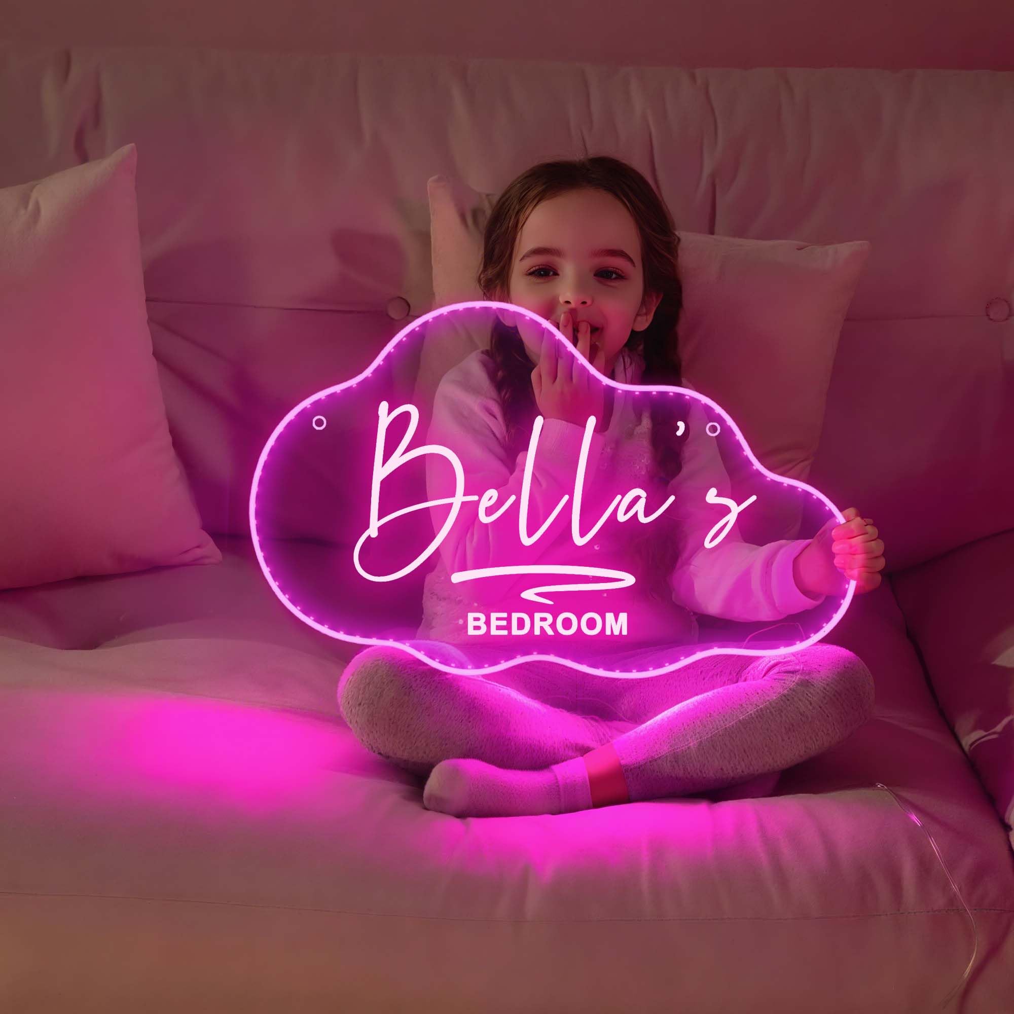 Personalised Cloud Light LED Sign, LED Name Sign for Bedroom, Neon Light Sign, Custom Name Signs Wall Decoration for Wedding, Birthday, Party, Living Room, Home Bar Decor (Cloud Light/59cm)