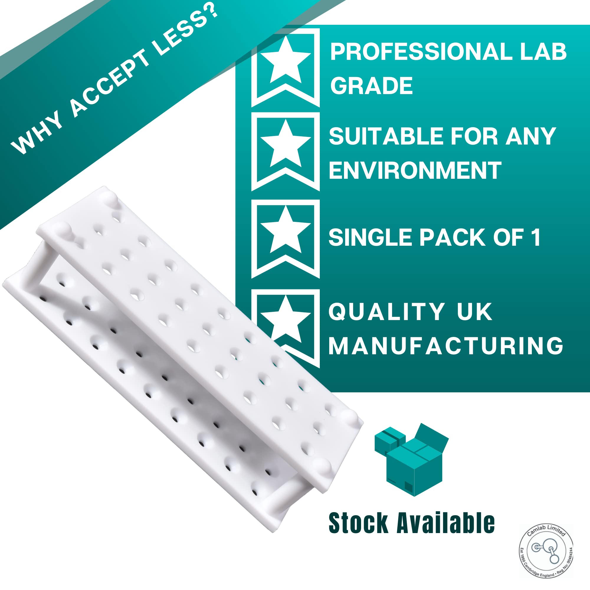 Labsales,Estante de PTFE sólido para tubos de centrífuga y tubos de ensayo, extremadamente robusto y resistente a los químicos, paquete de 1 (27 tubos,8 mm de diámetro)