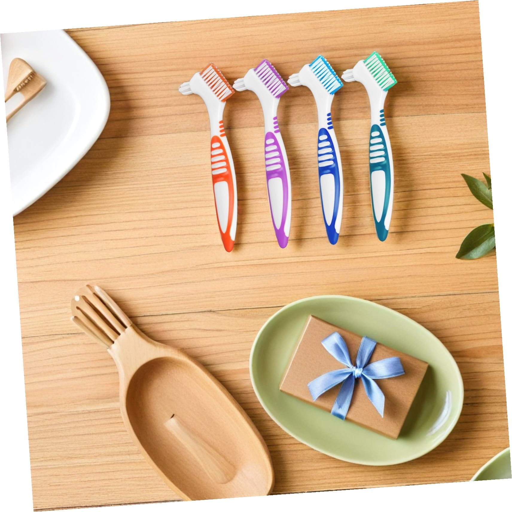 Hohopeti 12 Piezas Cepillo para Dientes Postizos Cepillo Doble Cara para Limpieza Profunda Prótesis Dental Ergonómico para Mayores y Aparatos Ortodónticos
