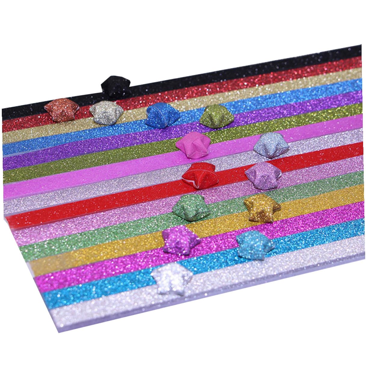 jojofuny 60 Confezioni Carta per Origami Stelle Glitterate Coloratper Fai da Te Creativo Carta Resistente per Progetti Artigianali Scuola