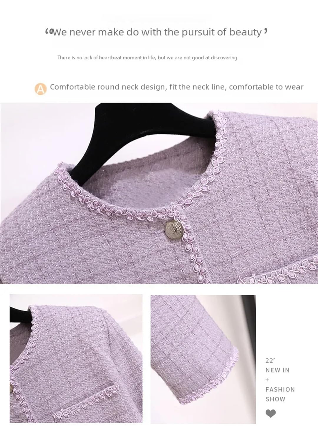 Ensemble haut et jupe en tweed pour femme