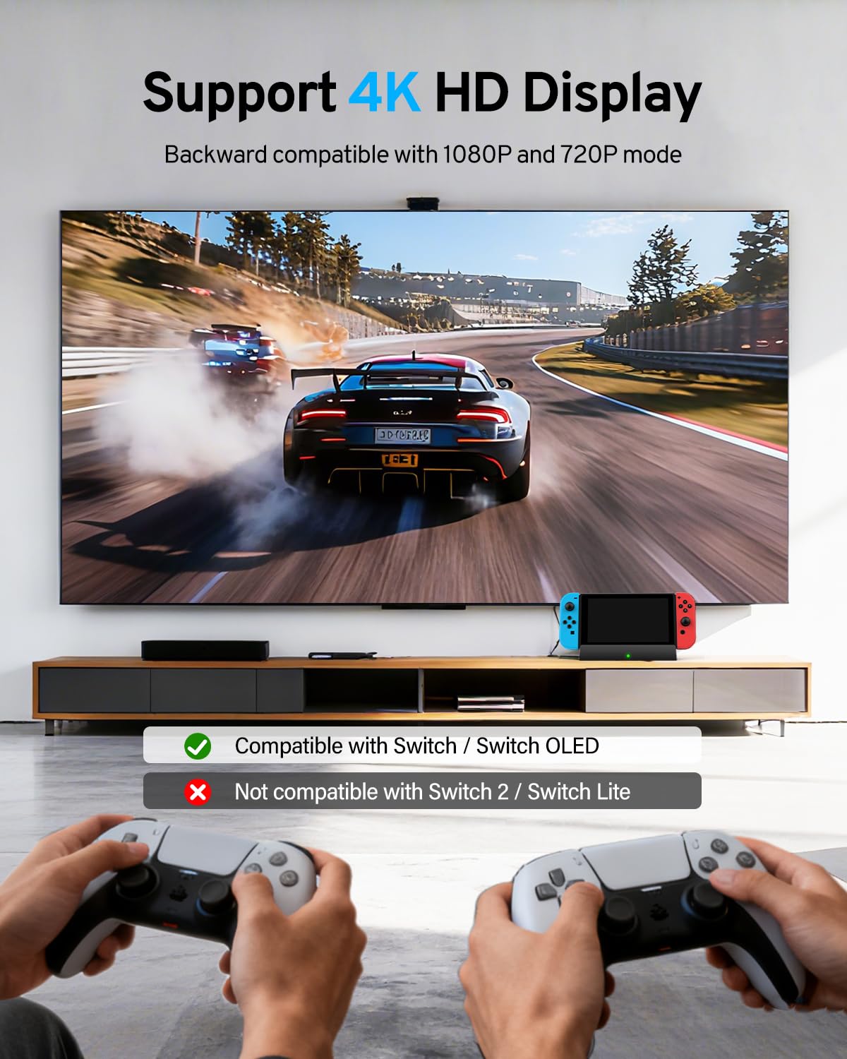Docking station TV per switch e switch OLED, Dock Station con porta HDMI 4K 1080P e USB 3.0, ricambio per dock switch ufficiale (grigio)