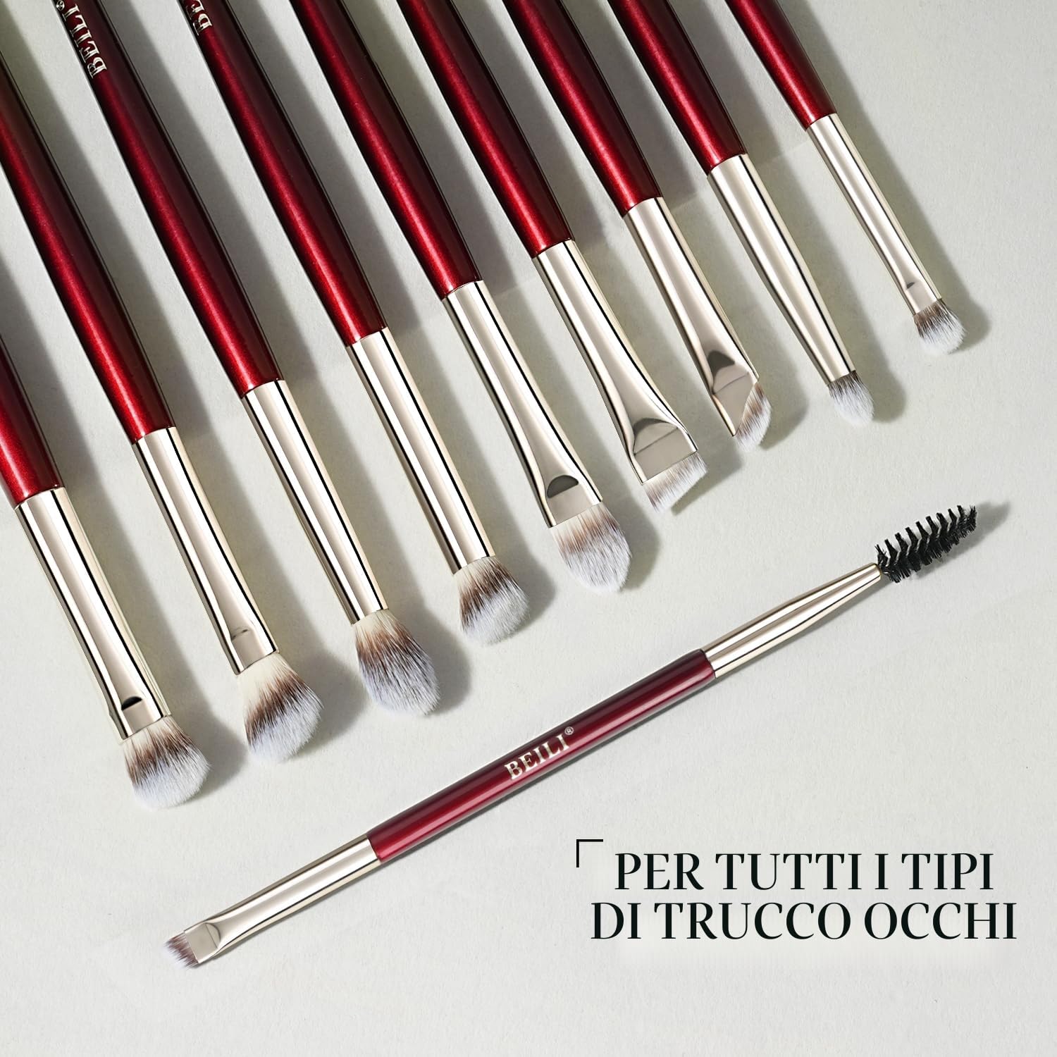 BEILI 15PCS Pennelli da Trucco, Vegano Set Pennelli Make Up Professionali Fondotinta in polvere Evidenziatore Correttore Ombretto Matita per sopracciglia Spoolie Capelli sintetici