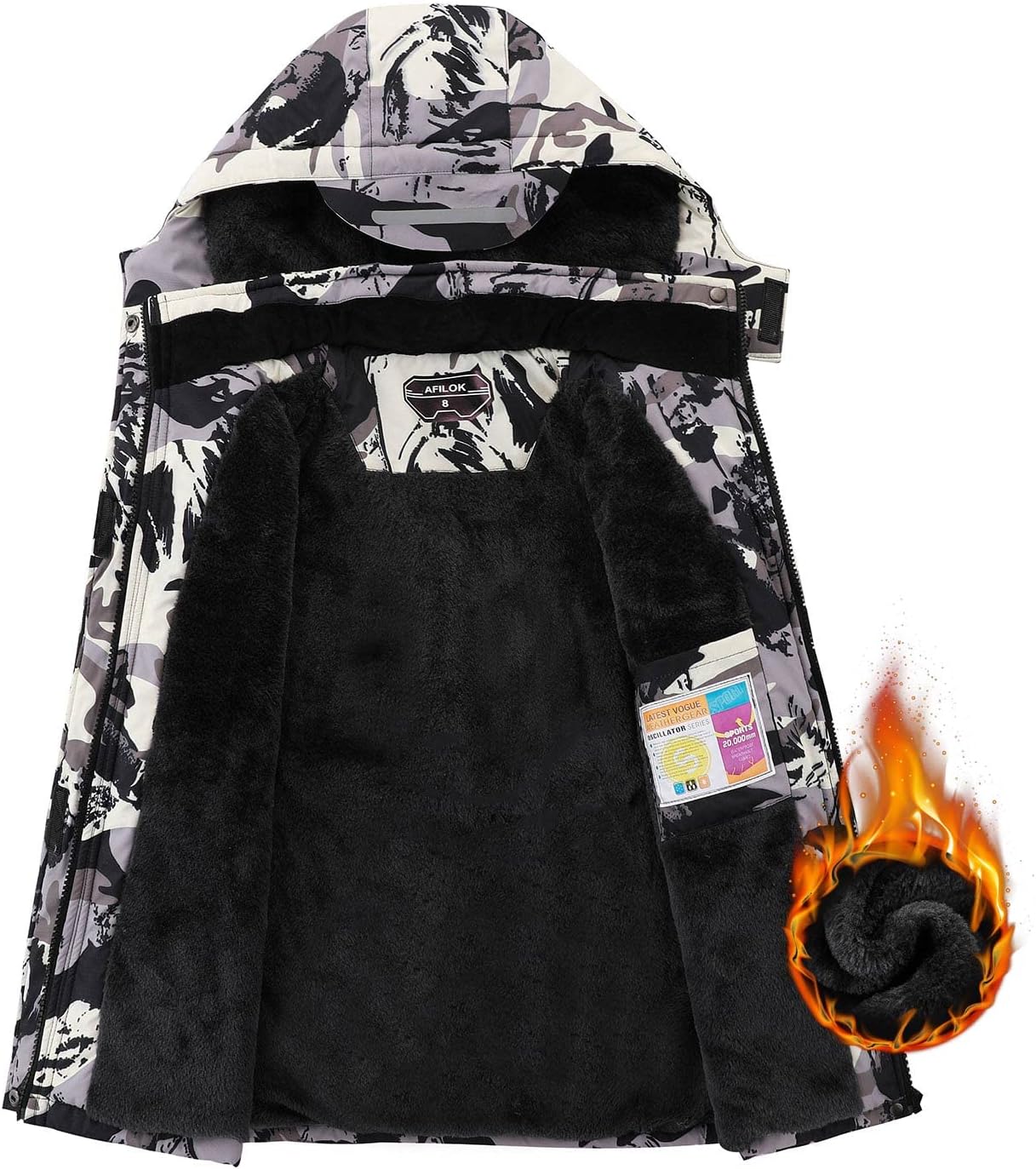 Kid's Ski Jacket Waterproof Boy's and Girl's Warm Fleece Winter Jacket Windproof Hooded Snow Coat - Image 4