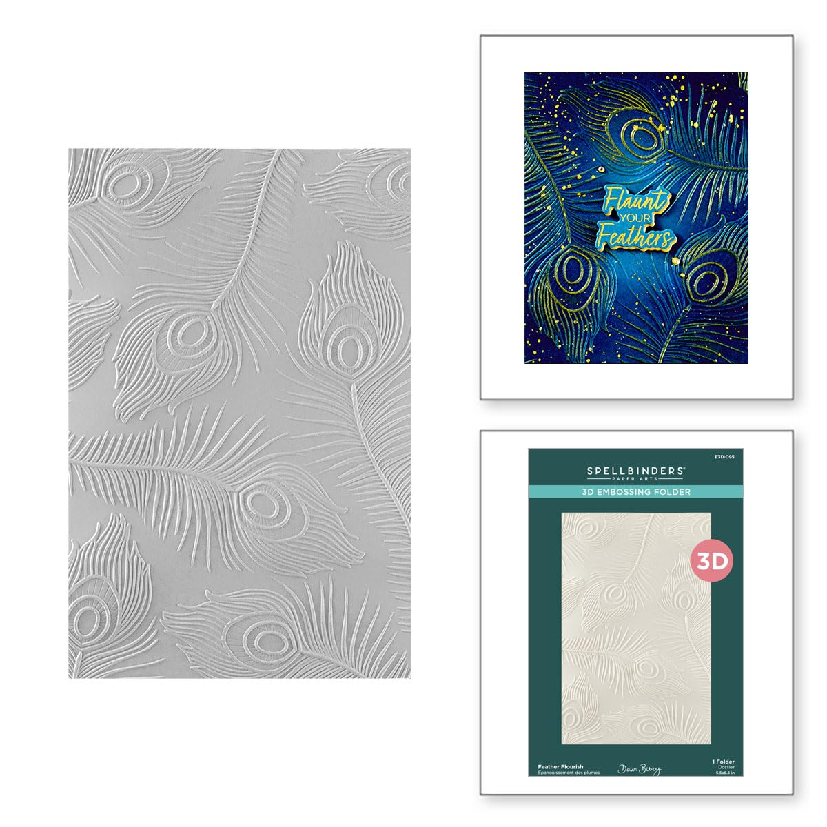Spellbinders Feather Flourish Embossing Folder, Clear