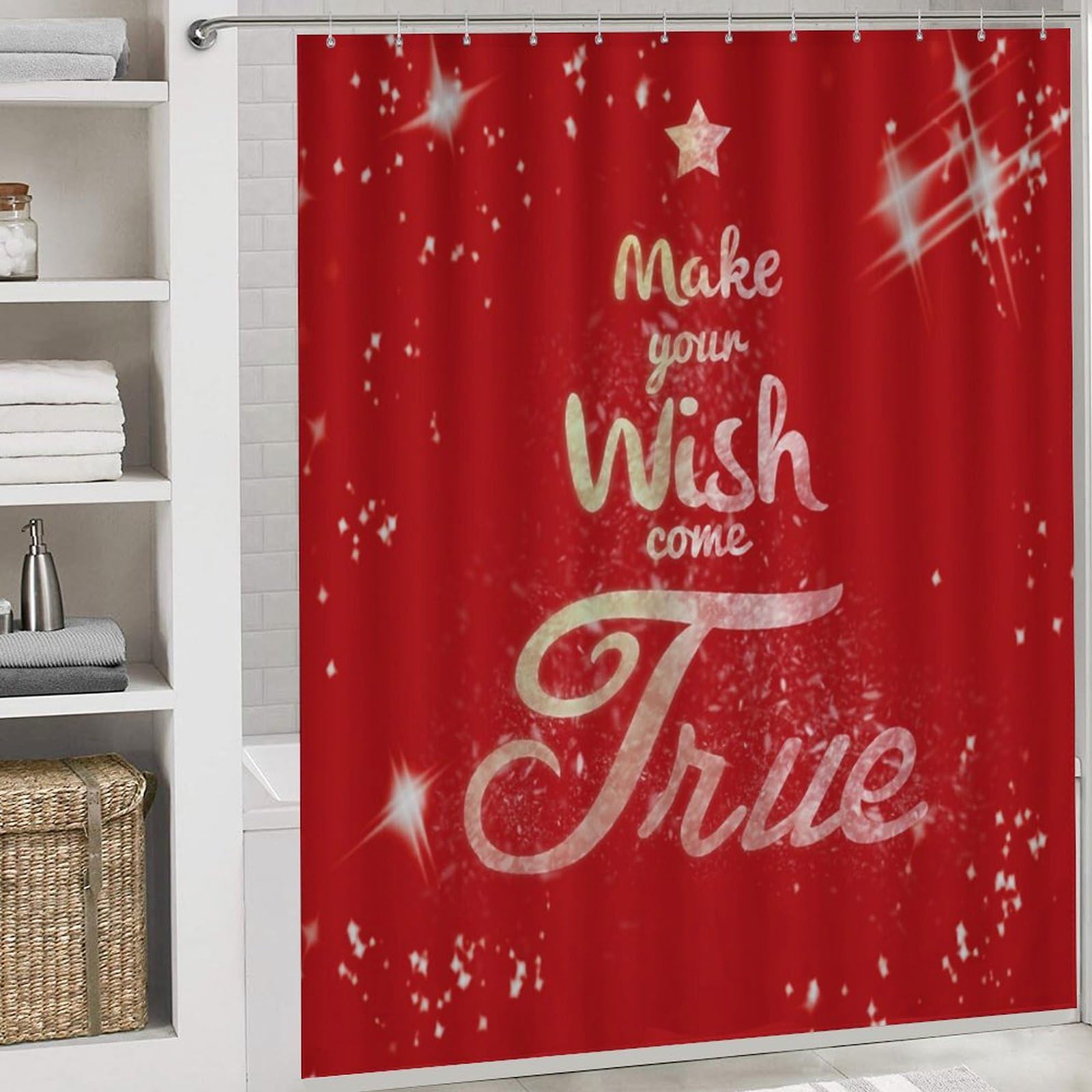 Navidad, Dreams Come True, Text Baño de Cuatro Piezas Tappeto De Baño Absorbente Y Antideslizante, con Material De Diatomita, Ideal para Baños Modernos 183×183cm