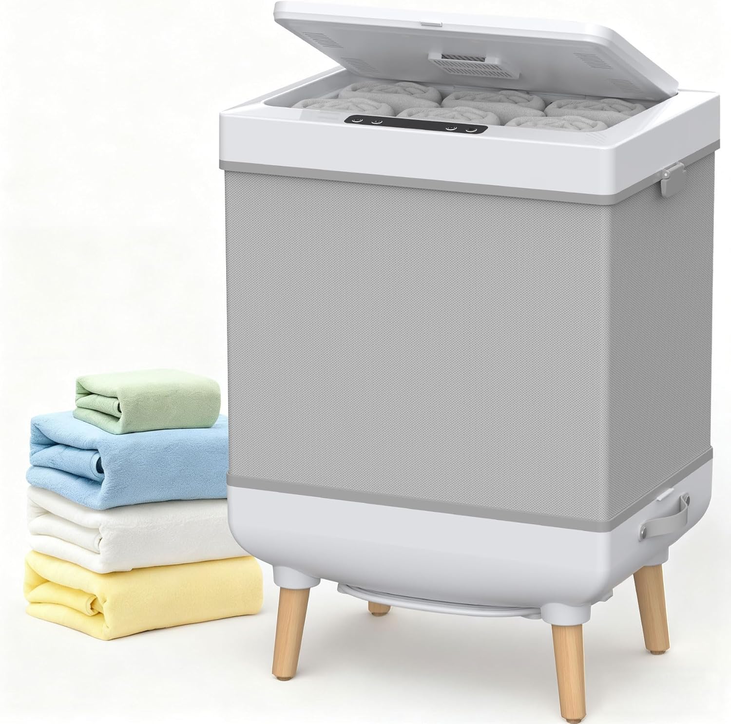 Tinetton 2025 Large Towel Warmer with 35L Capacity, Foldable Towel Warmer Bucket for Bathroom Fit Oversized Towels Bathrobes Blankets