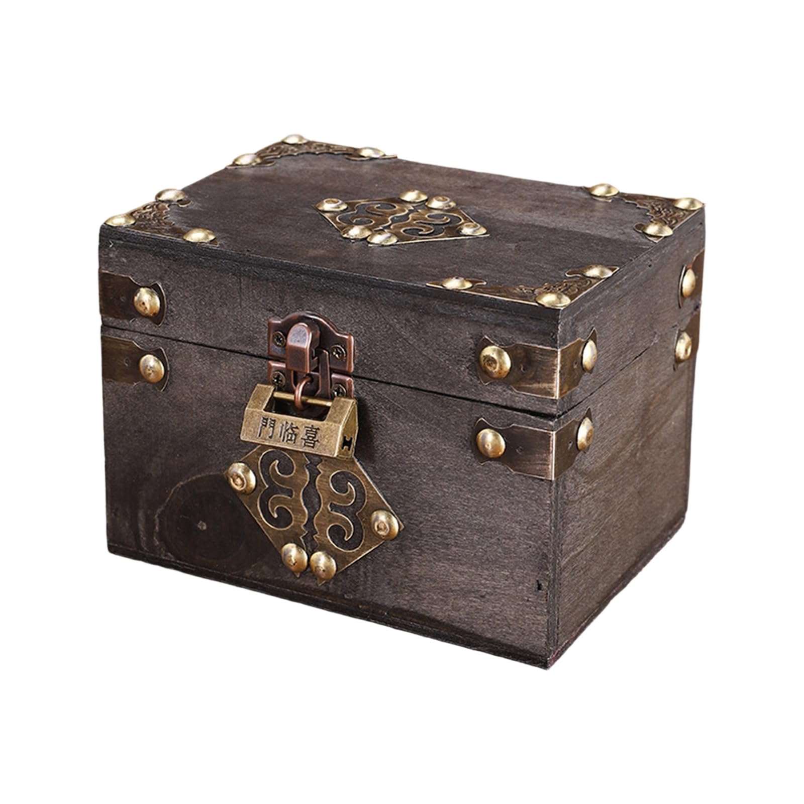 ZBIianxer Classical Jewelry Box with Secure Locking for Valuables and Collectibles Retro Wooden Traditional Organizers Keepsakes Rural Trinket Small Chest