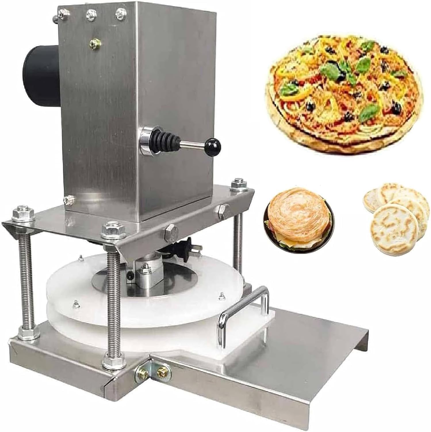 Máquina eléctrica comercial de prensa de masa de pizza, rodillo eléctrico de 8.6 pulgadas para prensar pizzas, pasteles y pasteles, perfecto para restaurantes y uso doméstico, duradero y eficiente