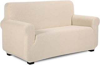 TIANSHU Stretch Loveseat Cover, Durable Loveseat Slipcover with Jacquard Fabric, 1-Piece Non Slip Couch Cover for 2 Cushio...