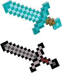 Disguise Minecraft Netherite Sword and Diamond Sword Costume Accessory Bundle