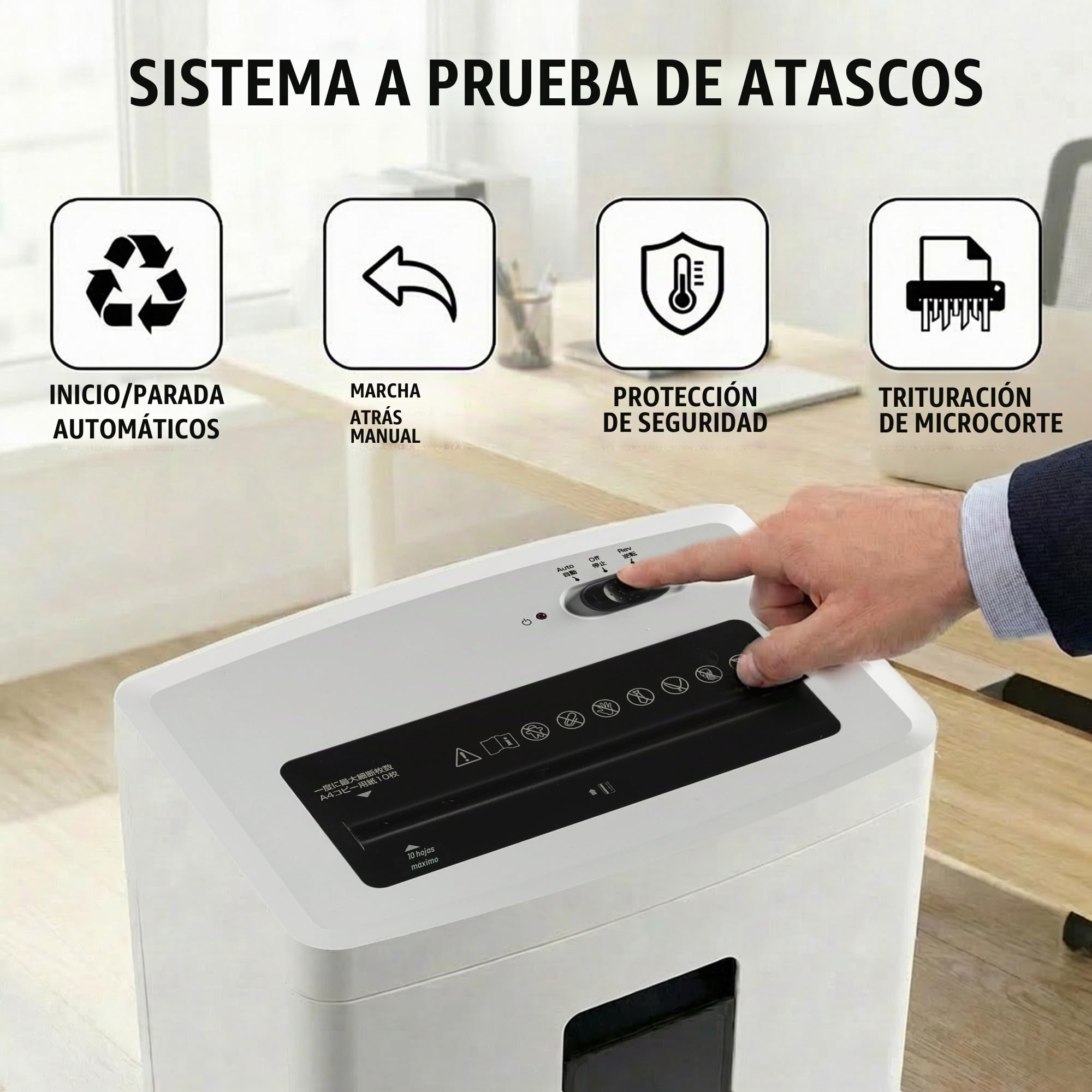 Destructora Papel Profesional Oficina: 10 Hojas Trituradora Microcorte P-5 Tarjetas de Crédito/Grapas/Documentos Anti-Atascos Papelera 18L en Casa Estudio Escuela Sala Reuniones