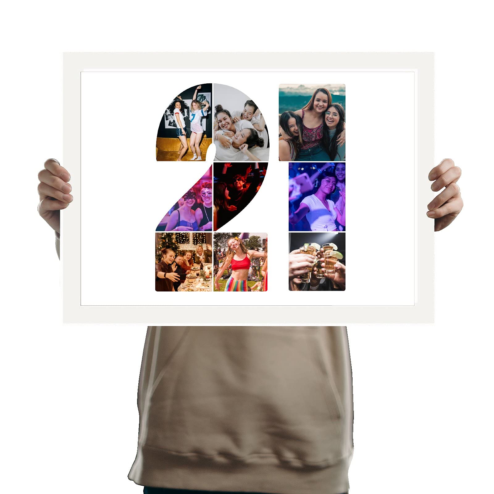 You Personalise 21st Birthday Personalised Photo Collage Framed White A3