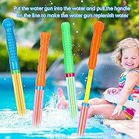 Vista 5 de Wettarn 48 pistolas de agua de crayón a granel de 25 pulgadas de largo alcance, chorros de tubo de agua grandes, pistola de succión de agua