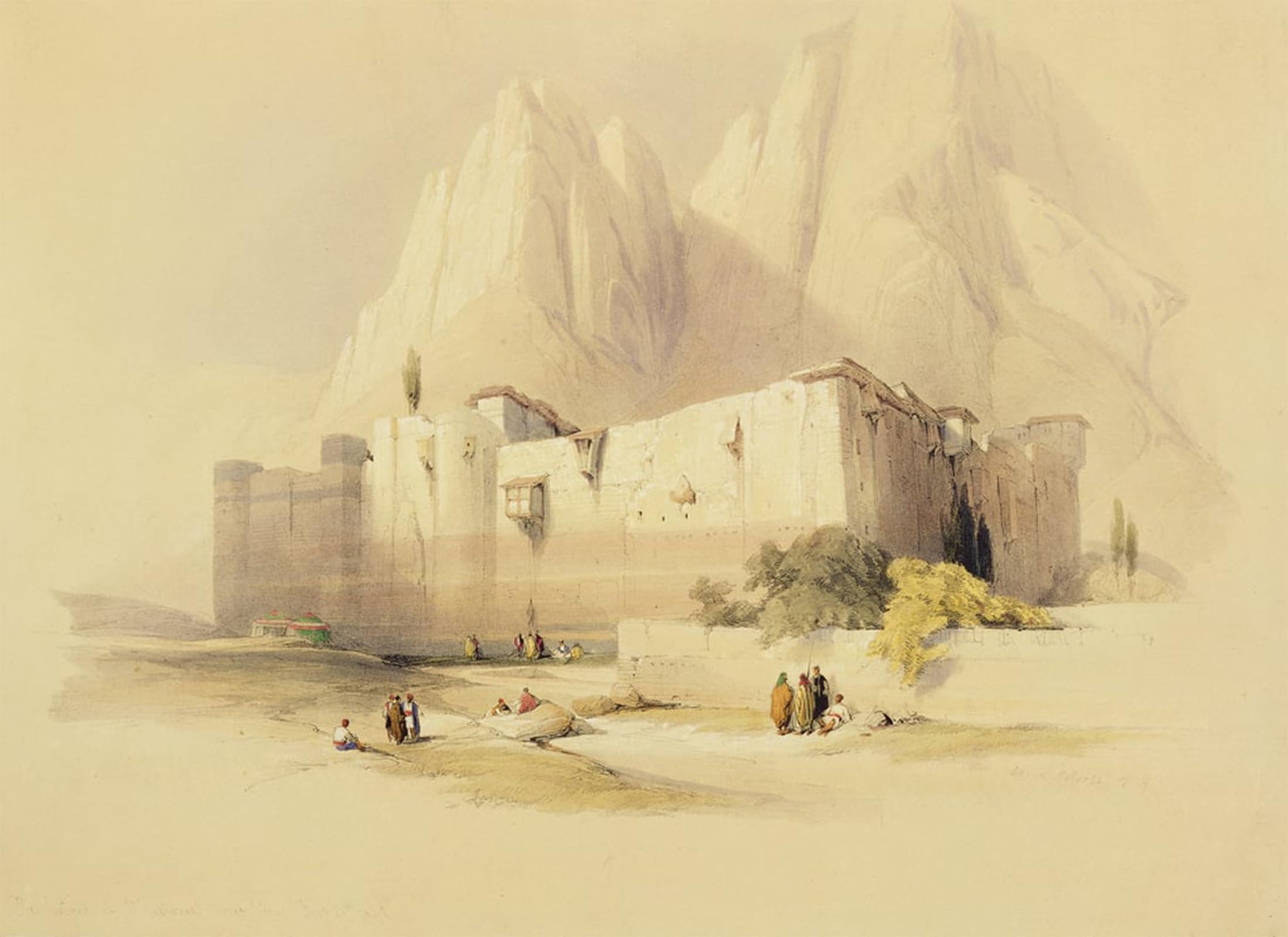 ARTXLXXBN Famous Prints Artwork Pictures Poster Painting Art the Convent of St. Catherine Mount Sinai by David Roberts Artwork Landscape Pictures for Home Decor 60x90cm