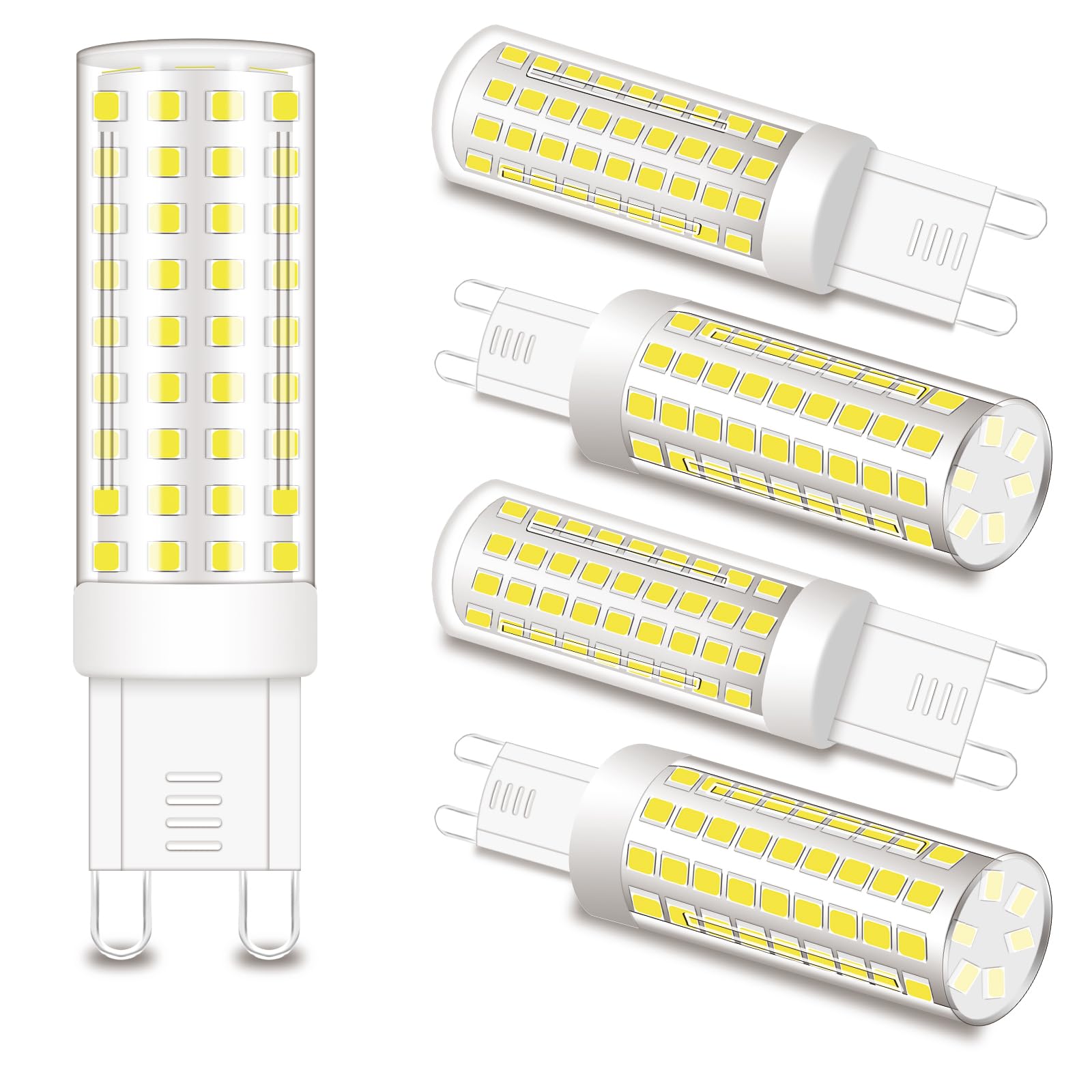 ZHENMING G9 LED Bulbs 8W, Equivalent to 70W 80W Halogen Replacements, Bi-Pin Base Bulb Cool White 6000K, No Flicker