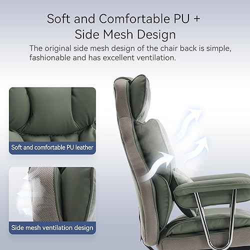 Miniatura 8 de Efomao Silla de oficina ejecutiva para personas pesadas, silla de computadora de respaldo alto con reposapiés, silla de oficina de piel sintética