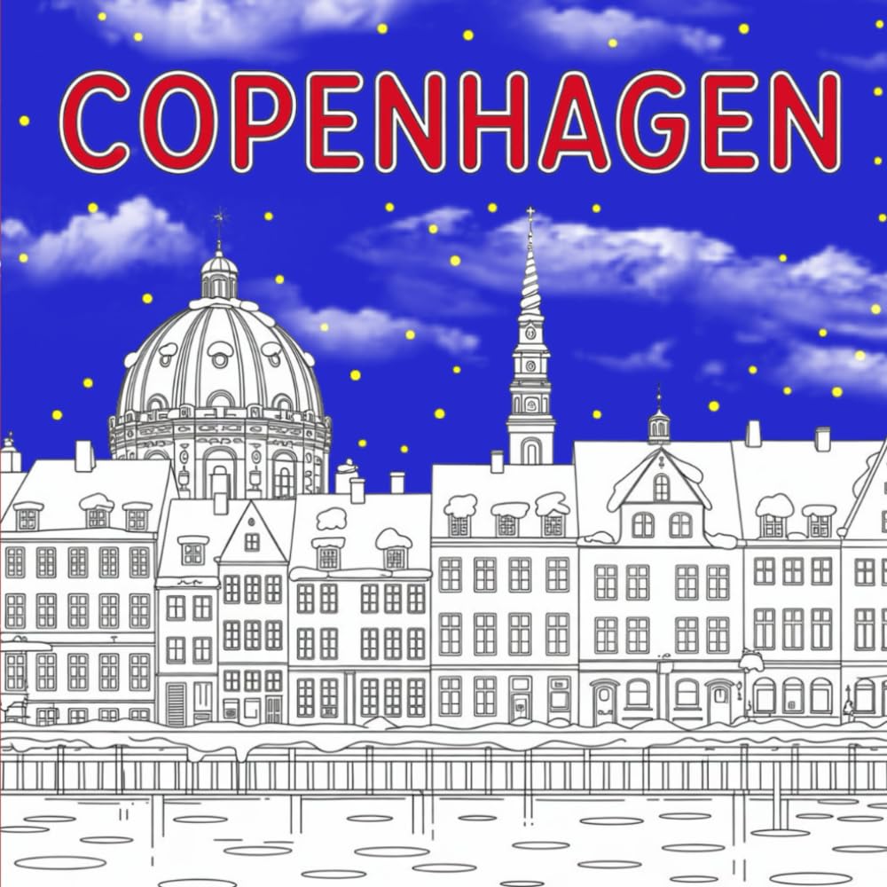 Copenhague – Un livre de coloriage plein de magie nordique: Pages imprimées sur un seul côté avec dos noir pour éviter les bavures