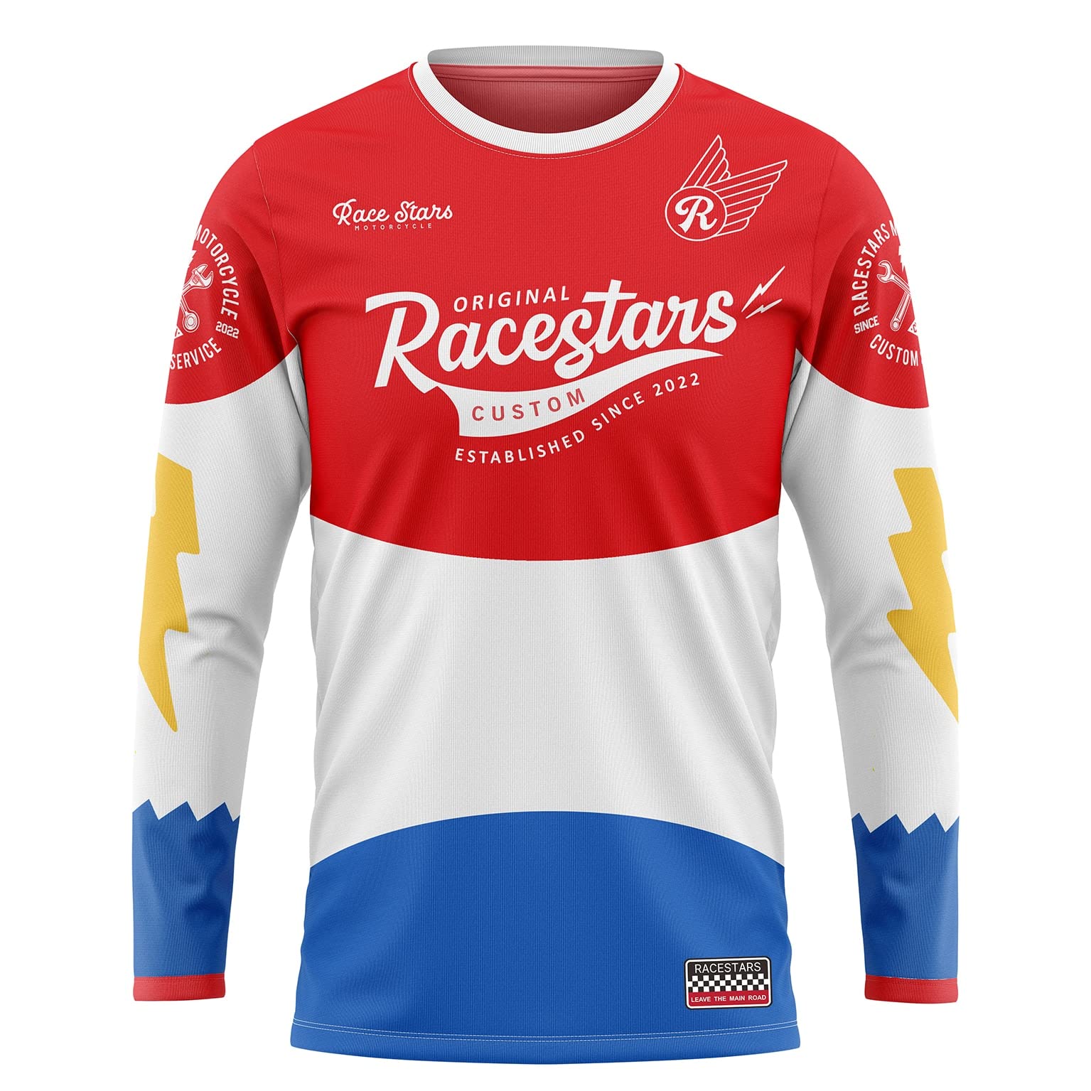 RACESTARS Men Mountain Bike T Shirt Cycling Jersey Anti-uv Motocross MTB Jersey Long Sleeve Riding Shirt