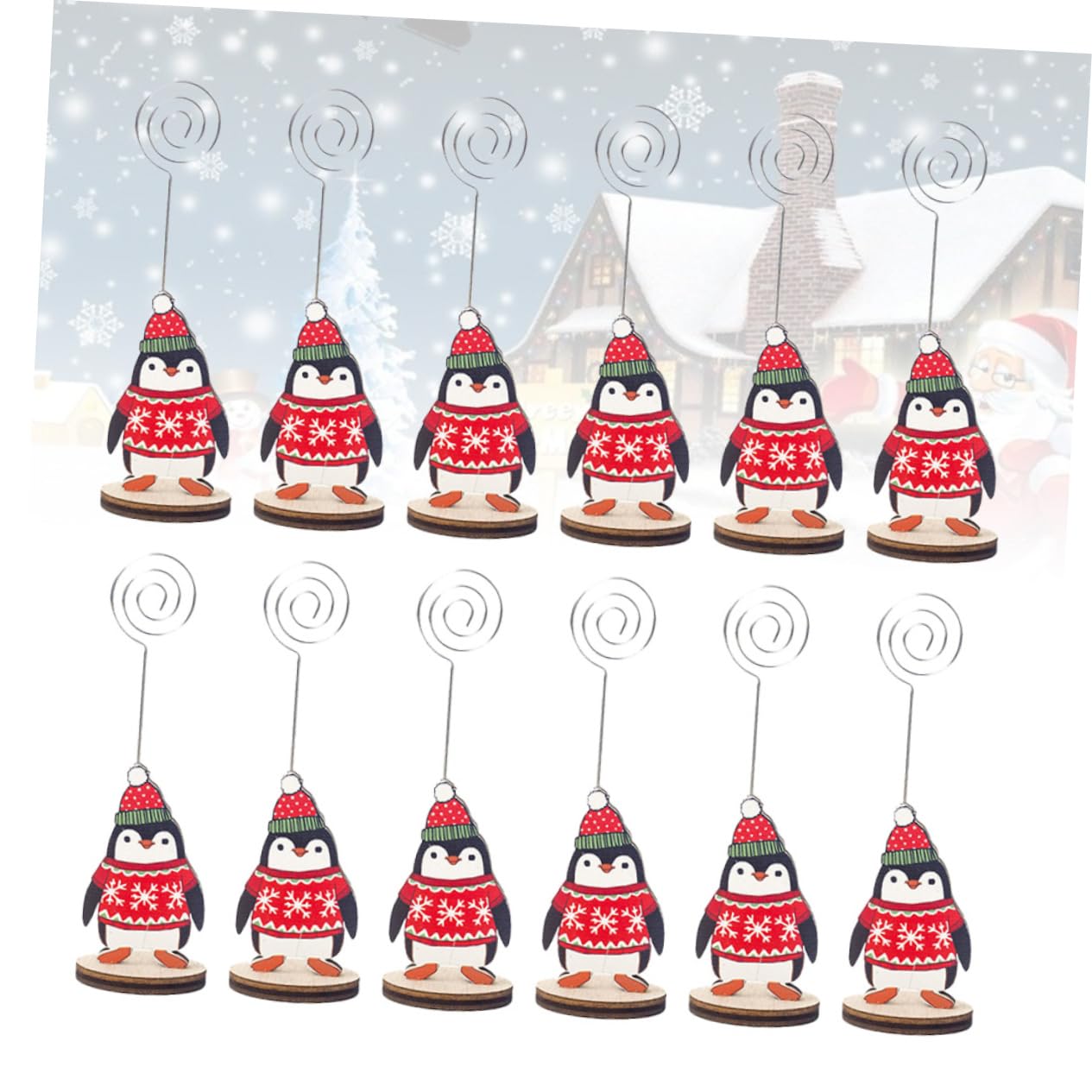 Ciieeo Piezas Foto Decoración De Mesa De Navidad Carpeta De Mensajes Clip De Notas De Mesa Centros De Mesa De Navidad Portafotos De Mesa De Navidad De Madera Carpeta De Notas Boda