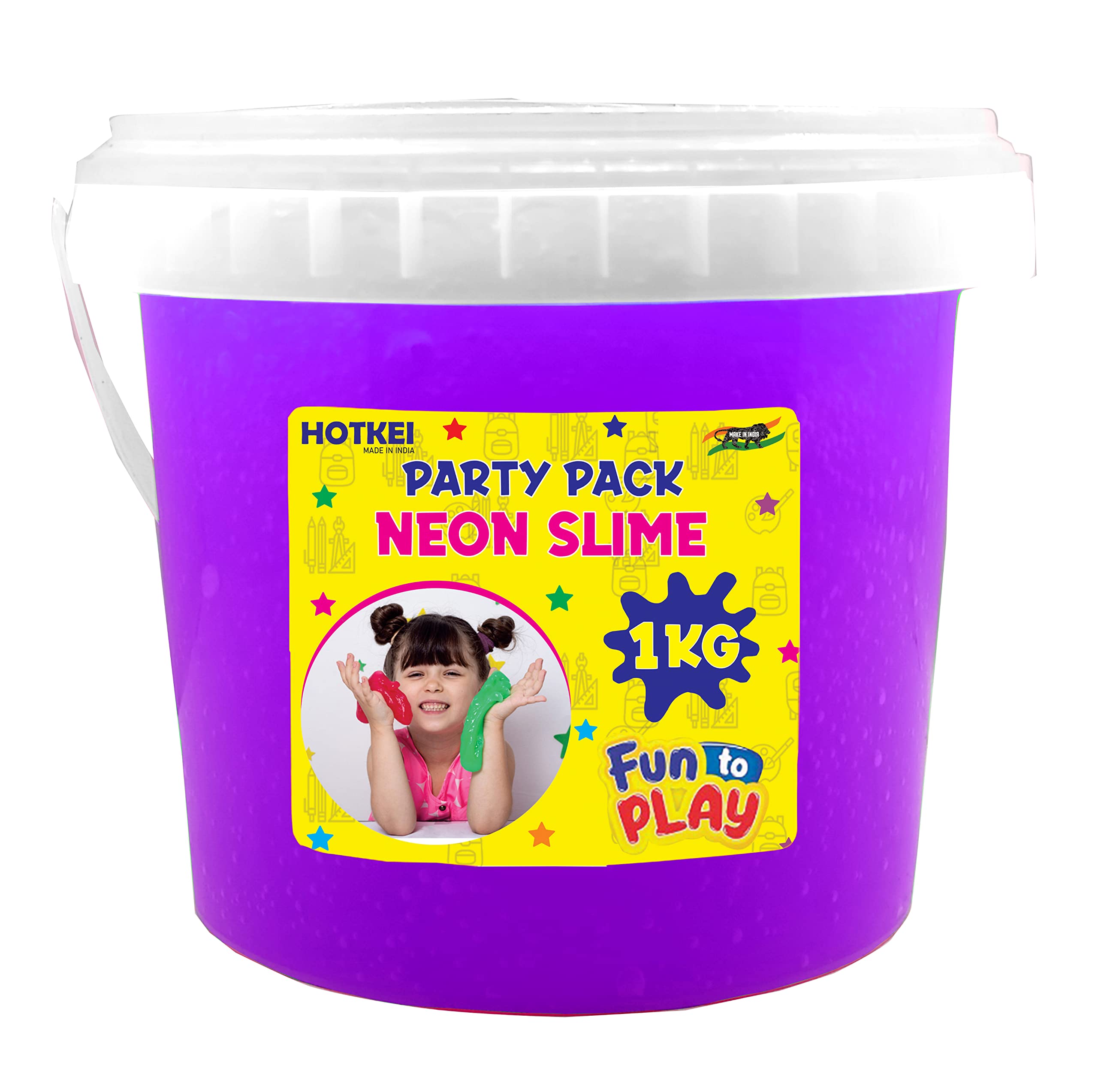 HOTKEI (1 Kg Neon Slime) Purple Fruit Scented Big Slimy Slime Gel Jelly Putty Toy Slime Bucket kit Set Toys for Girls Boys Kids Neon Slime